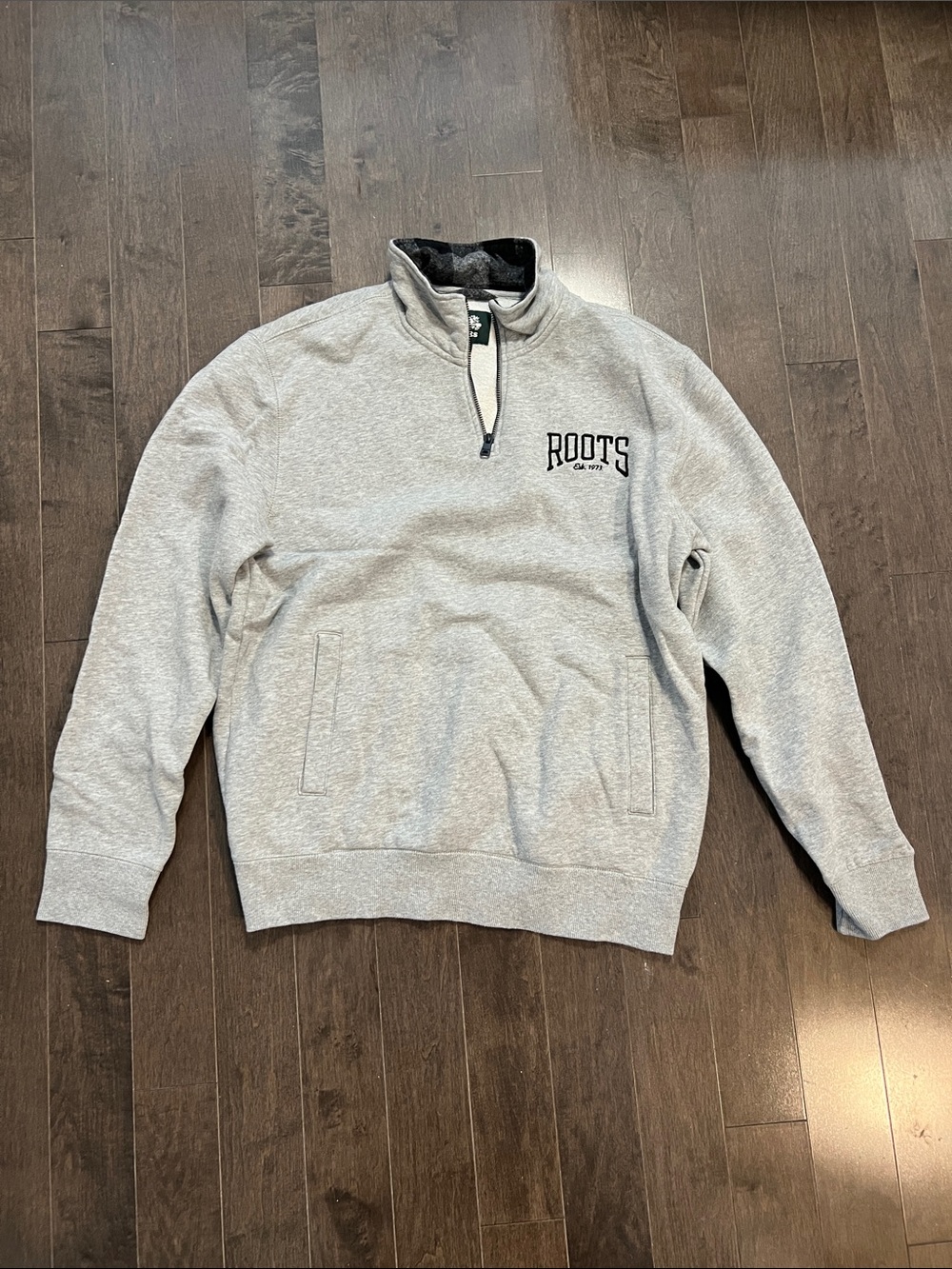 Roots Light Gray Quarter-Zip Pullover Sweatshirt